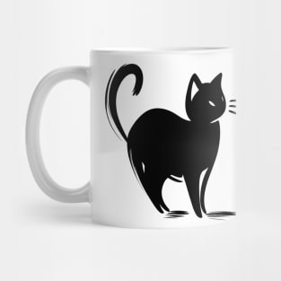 Stick figure cat in black ink Mug